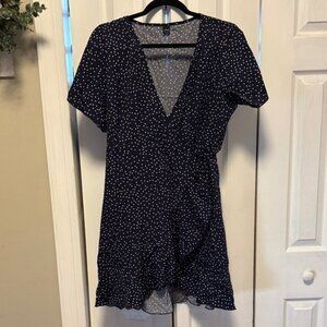 SHEIN Blue and White Polka Dot Dress